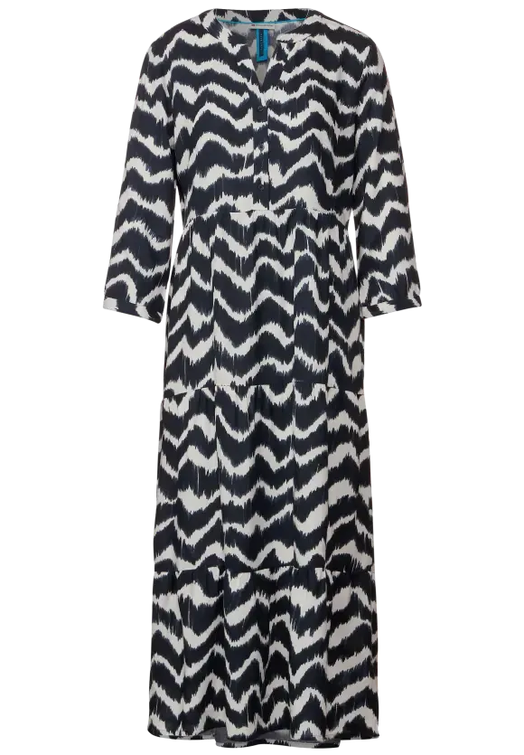 143558- Navy Zig-Zag MIDI Dress - Street One