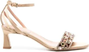 Alberta Ferretti 60mm mirror-panelled sandals Neutrals