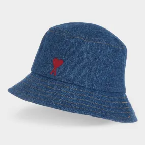 AMI ADC Logo Denim Bucket Hat - Blue