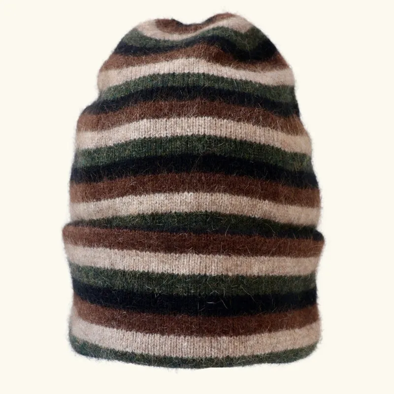 Beanie Possum Merino Stripe Black