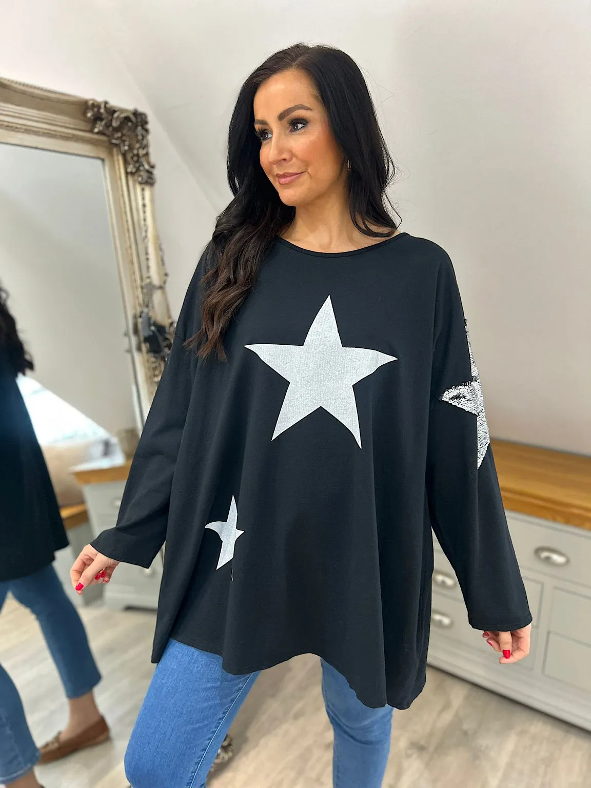 Black Multi Star Top Sally