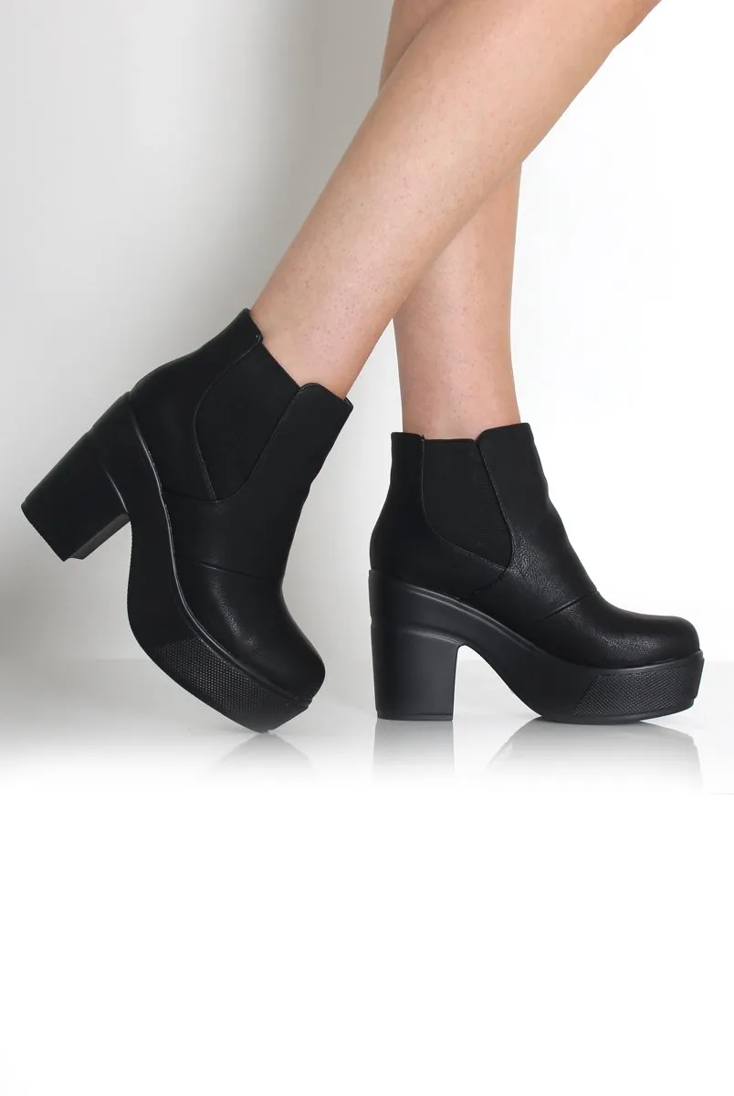 Blair Black Leather Platform Boots