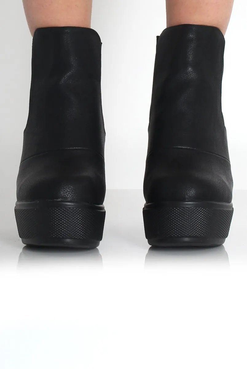 Blair Black Leather Platform Boots