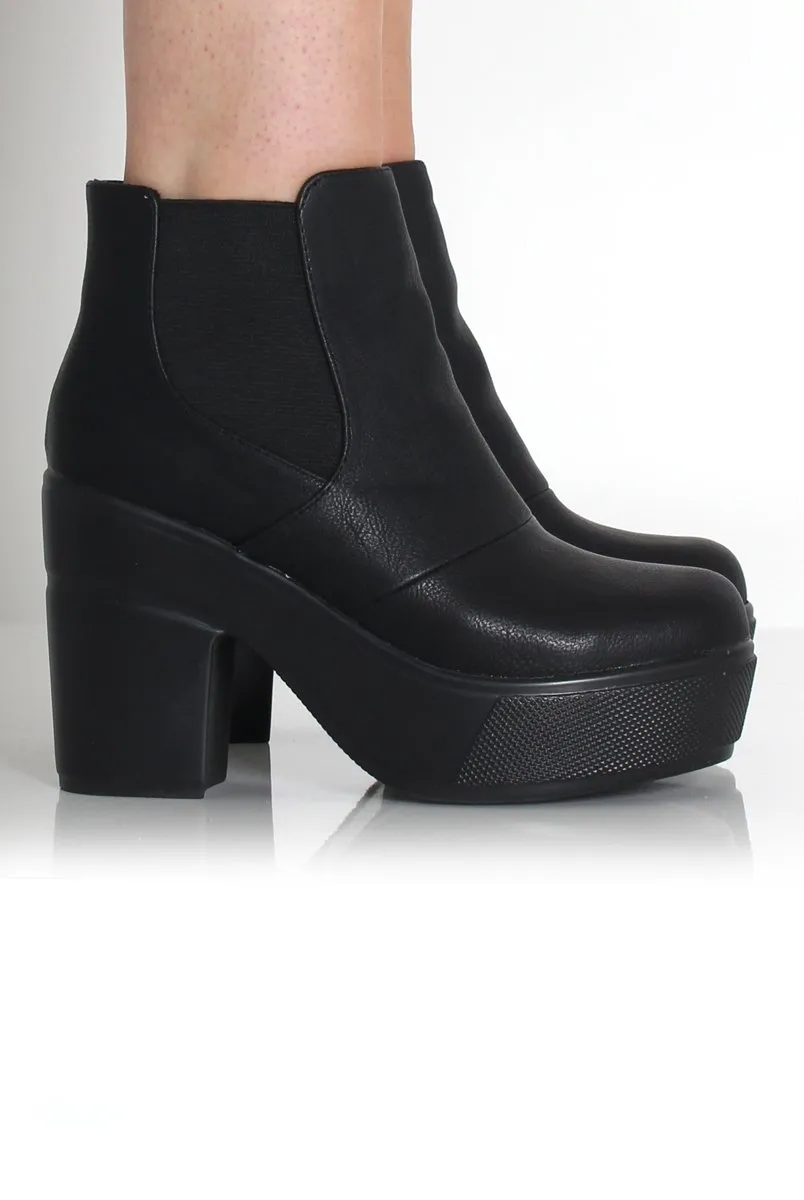 Blair Black Leather Platform Boots