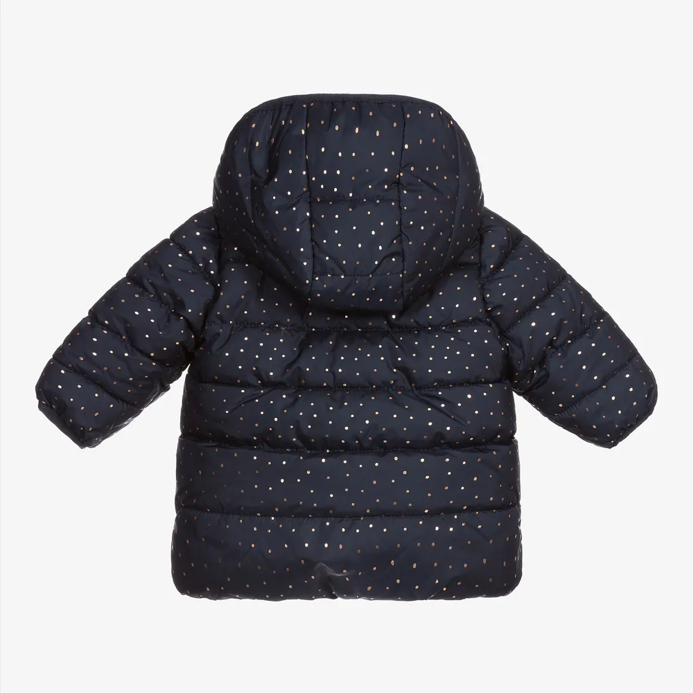 Blue & Gold Dot Puffer Coat