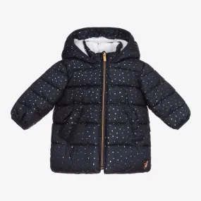 Blue & Gold Dot Puffer Coat