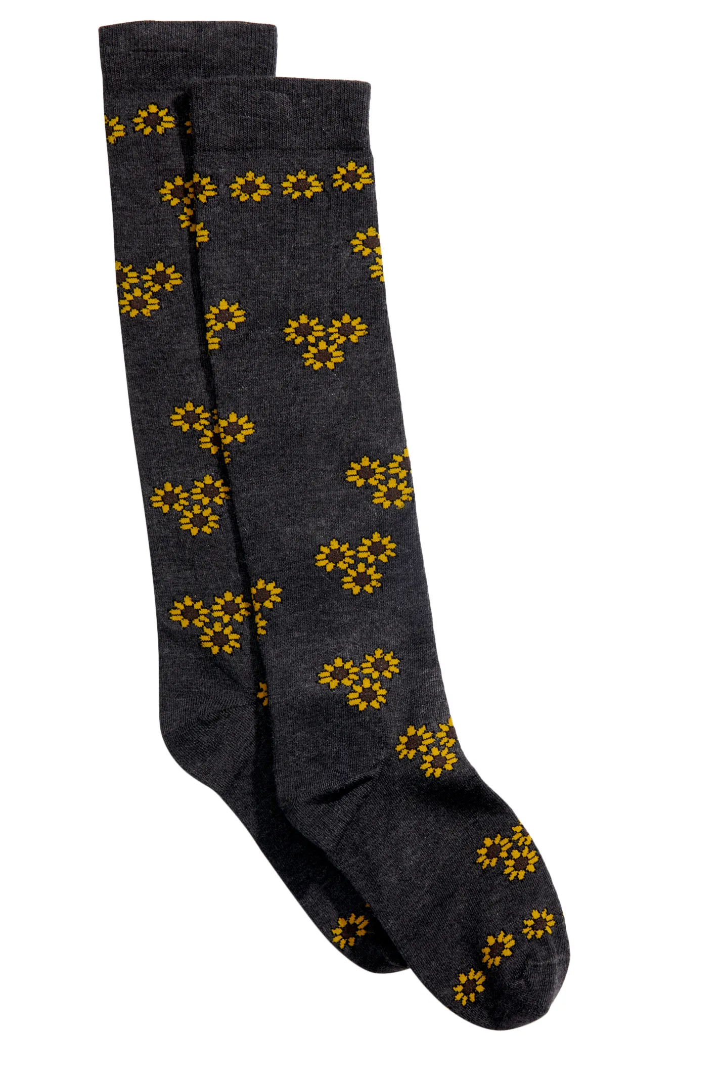 Boot Doctor Women's Charcoal & Sunflowers Over the Calf Boot Socks