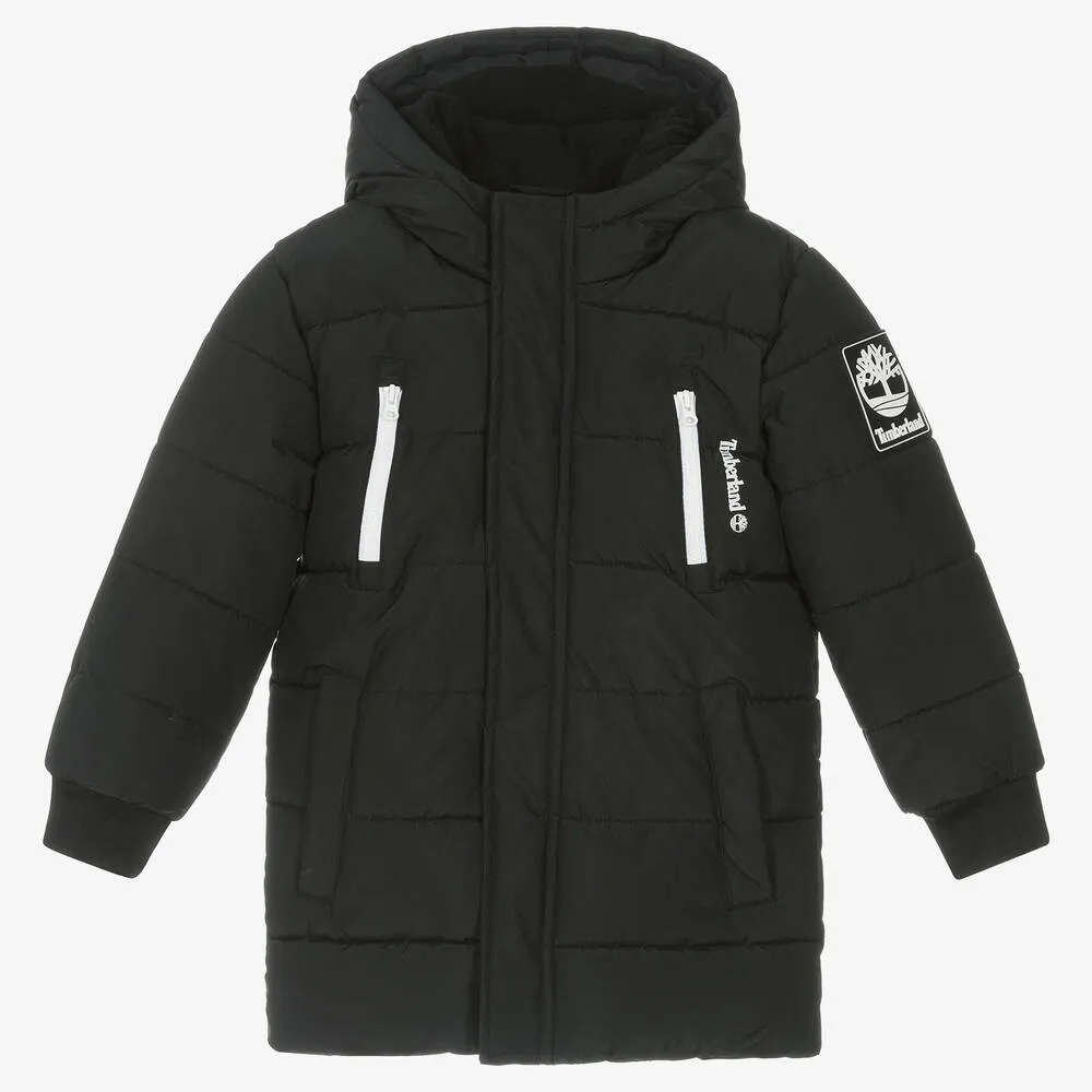 Boys Black Water-Repellent Puffer Coat