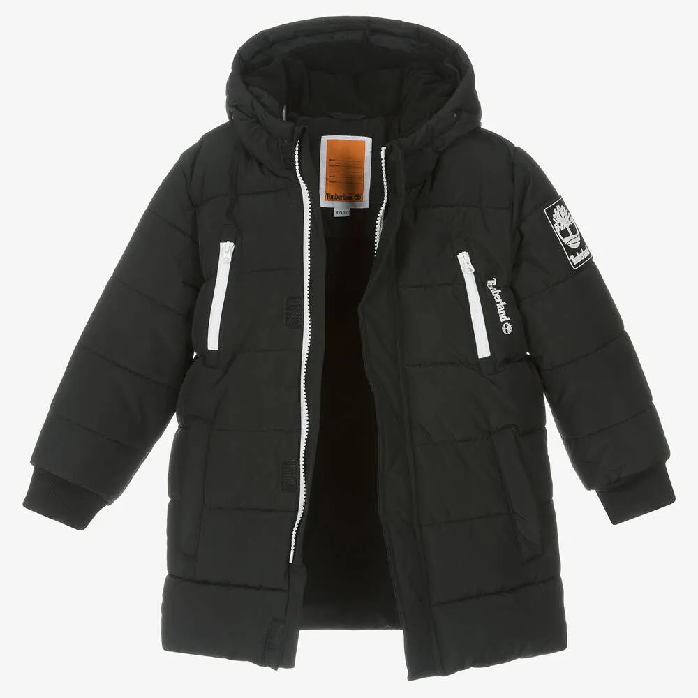 Boys Black Water-Repellent Puffer Coat