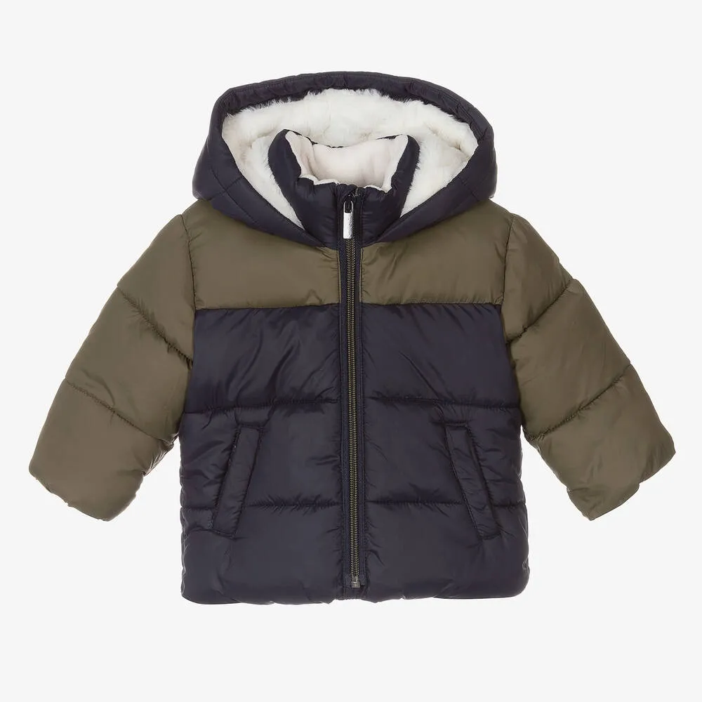 Boys Blue & Green Puffer Coat