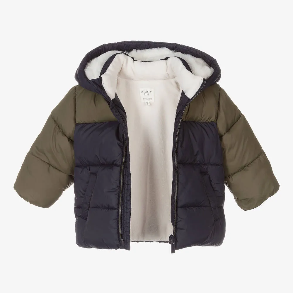 Boys Blue & Green Puffer Coat