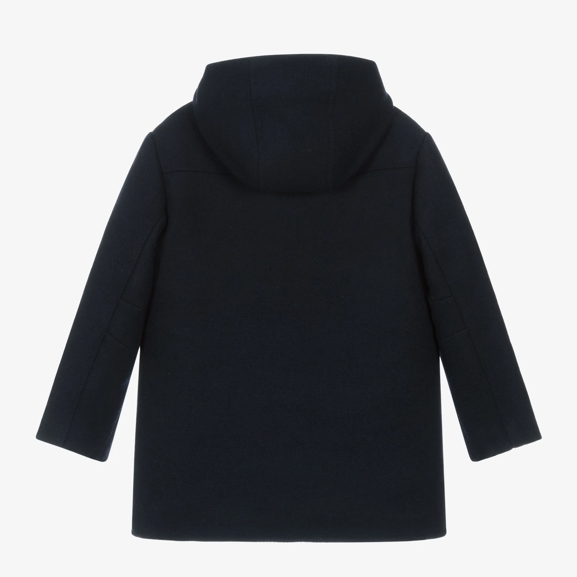 Boys Navy Blue Hooded Wool Coat