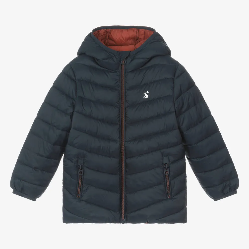 Boys Navy Blue Packable Puffer Coat