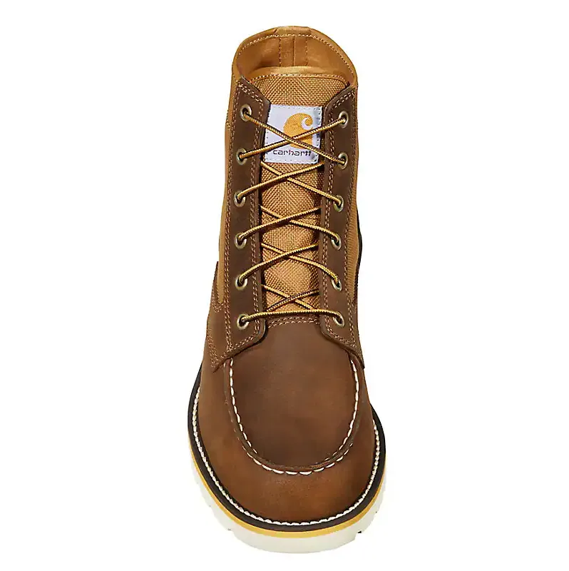 CARHARTT 6 MOC TOE WEDGE BOOT 11.5W BROWN LEATHER AND NYLON