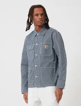 Carhartt-WIP Michigan Denim Coat (Hickory Stripe) - Blue/White Rinsed