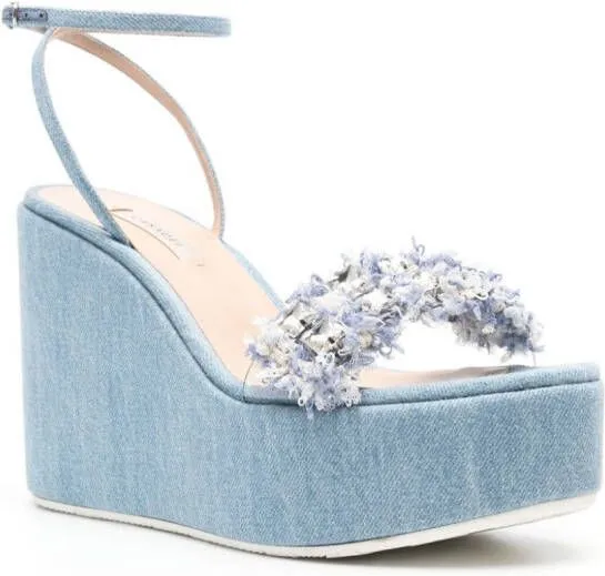 Casadei Elsa 80mm wedge sandals Blue