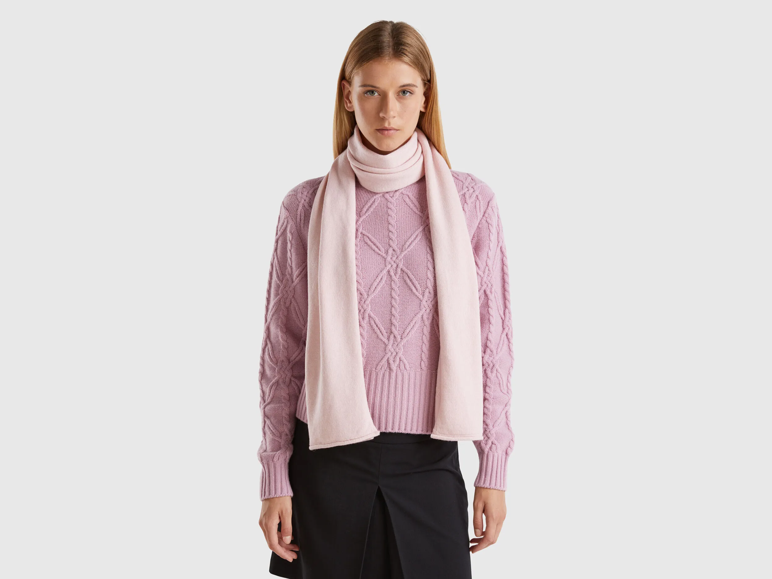 Cashmere blend scarf - Pastel Pink | Benetton