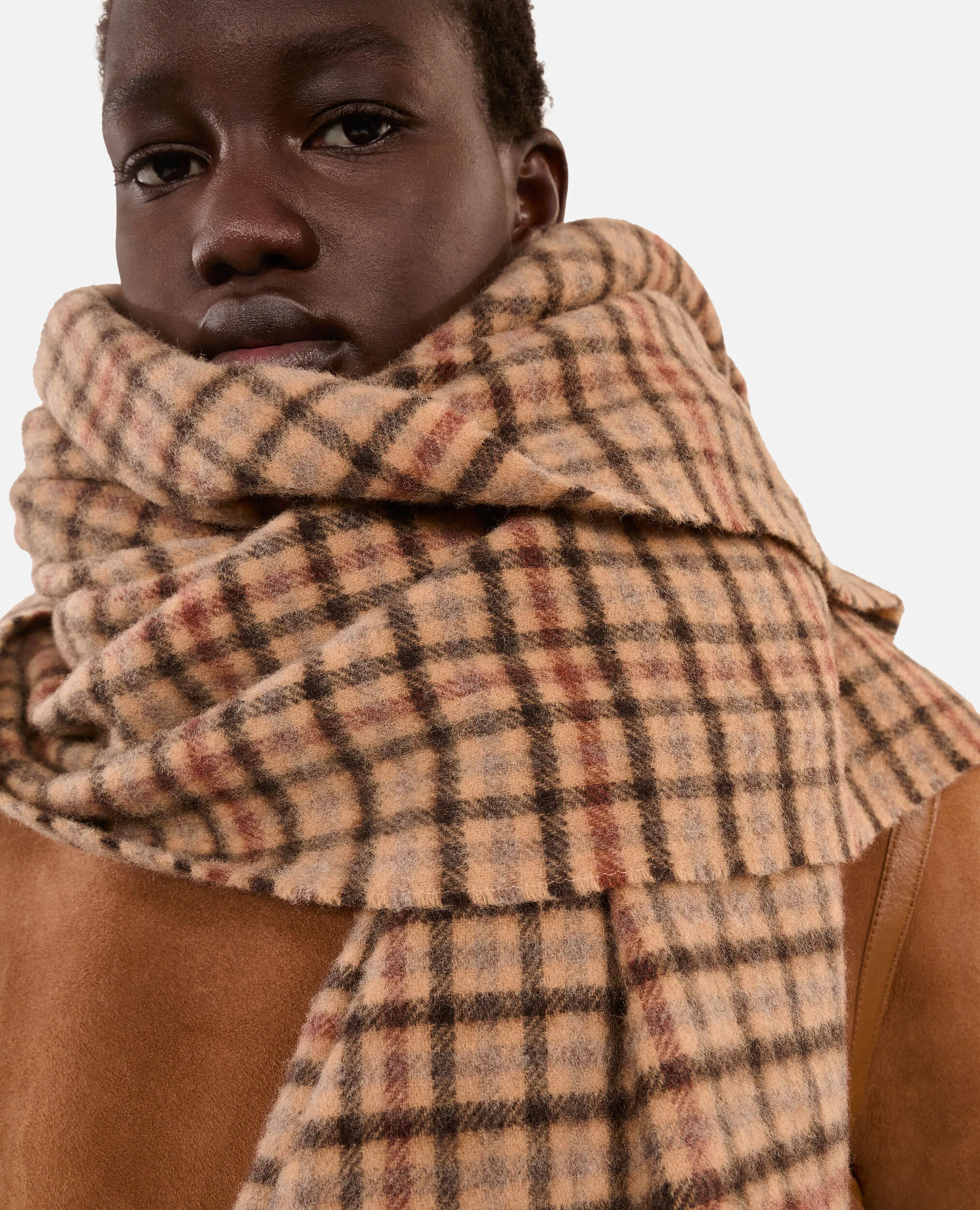 Checked wool scarf