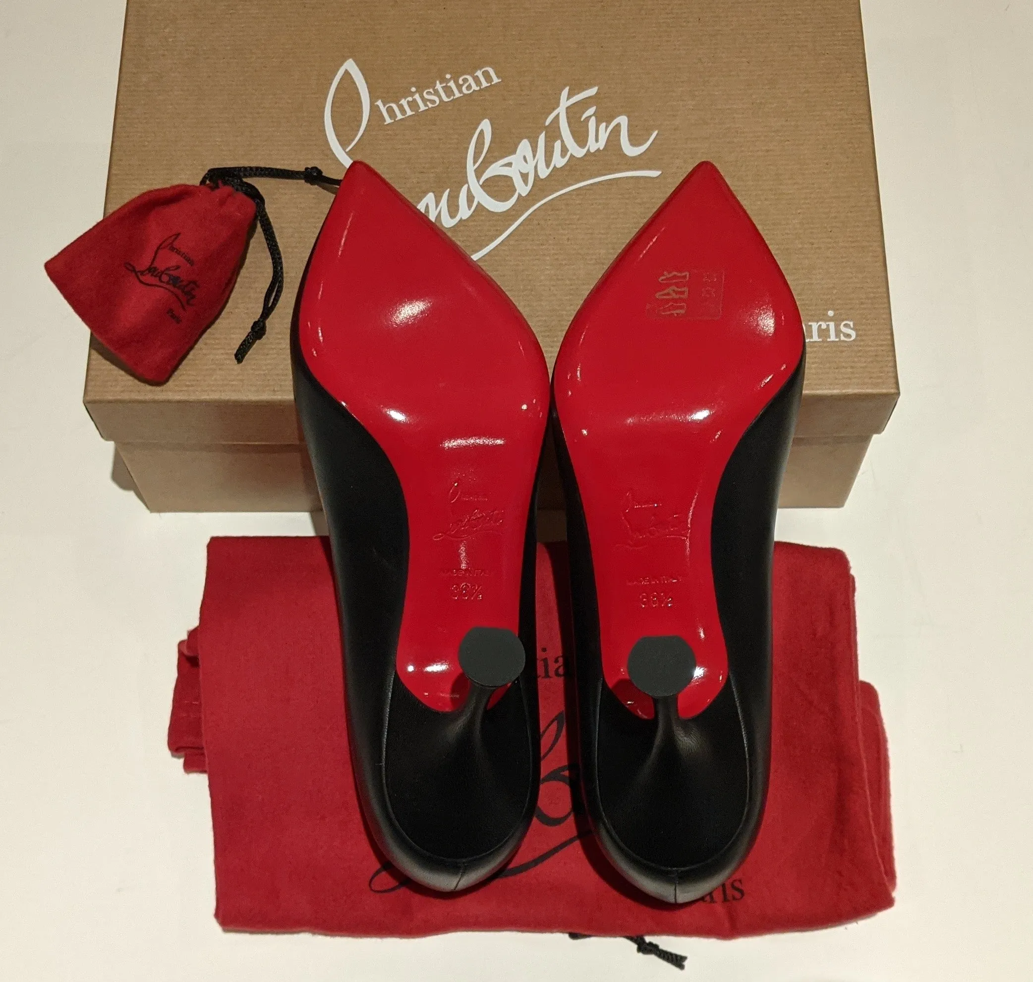 Christian Louboutin O Pigalle Black Leather 85 Heels