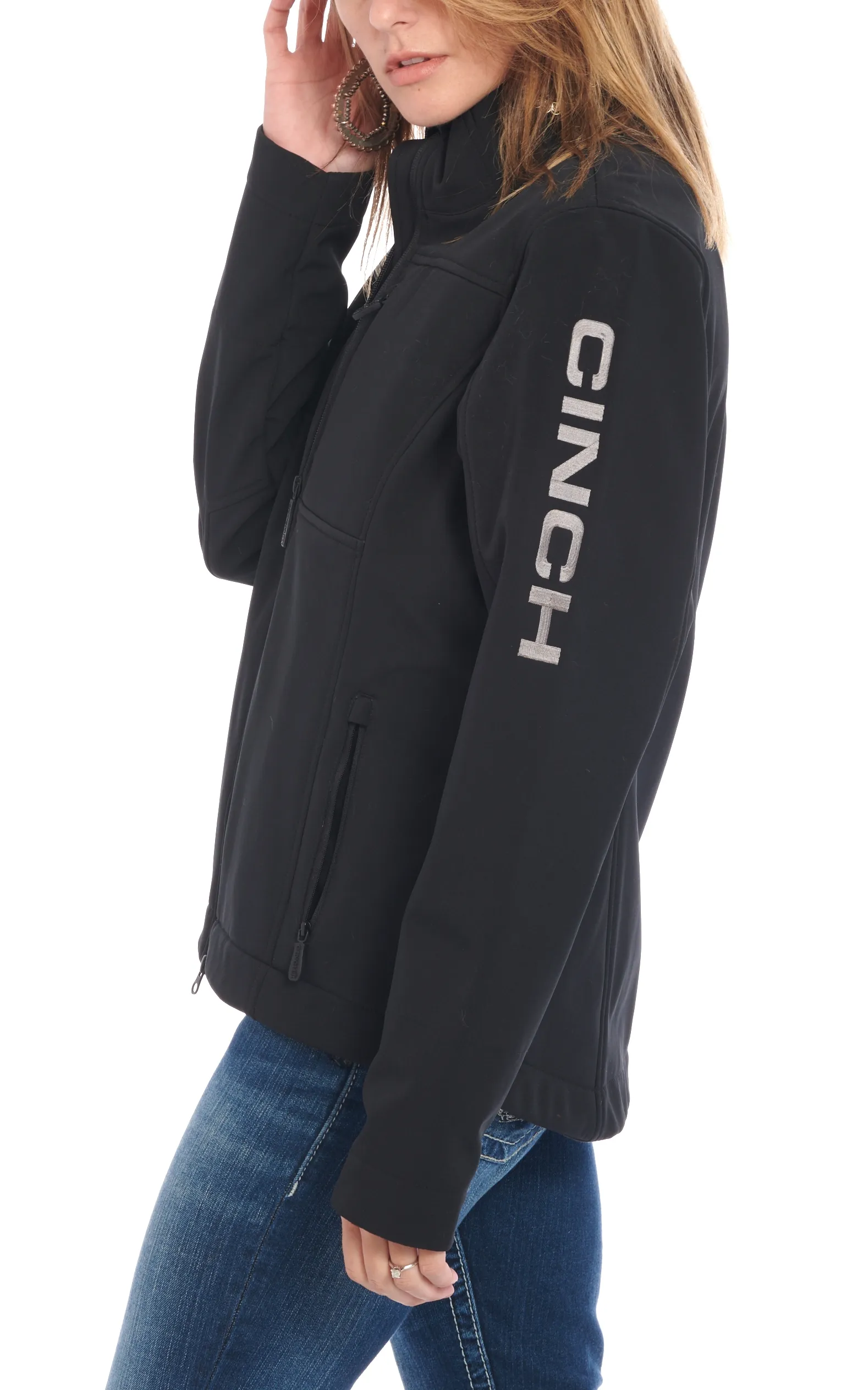 Cinch Women's Black Concealed Carry Logo Sleeve Bonded Jacket