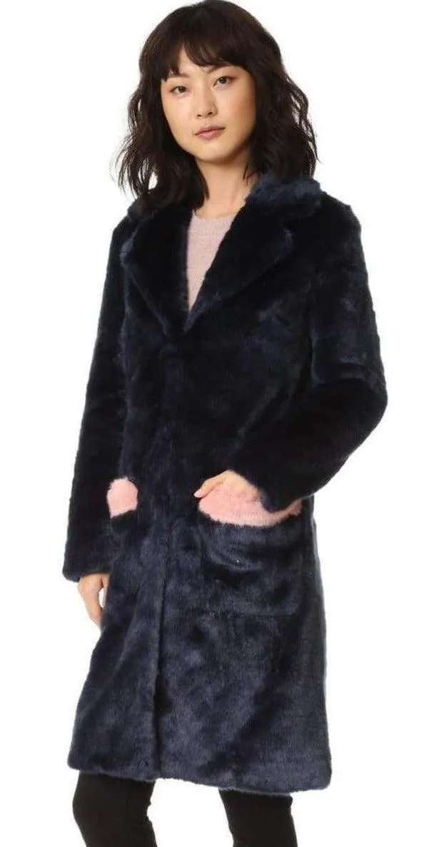 Claude Faux Fur Blue Pink Coat