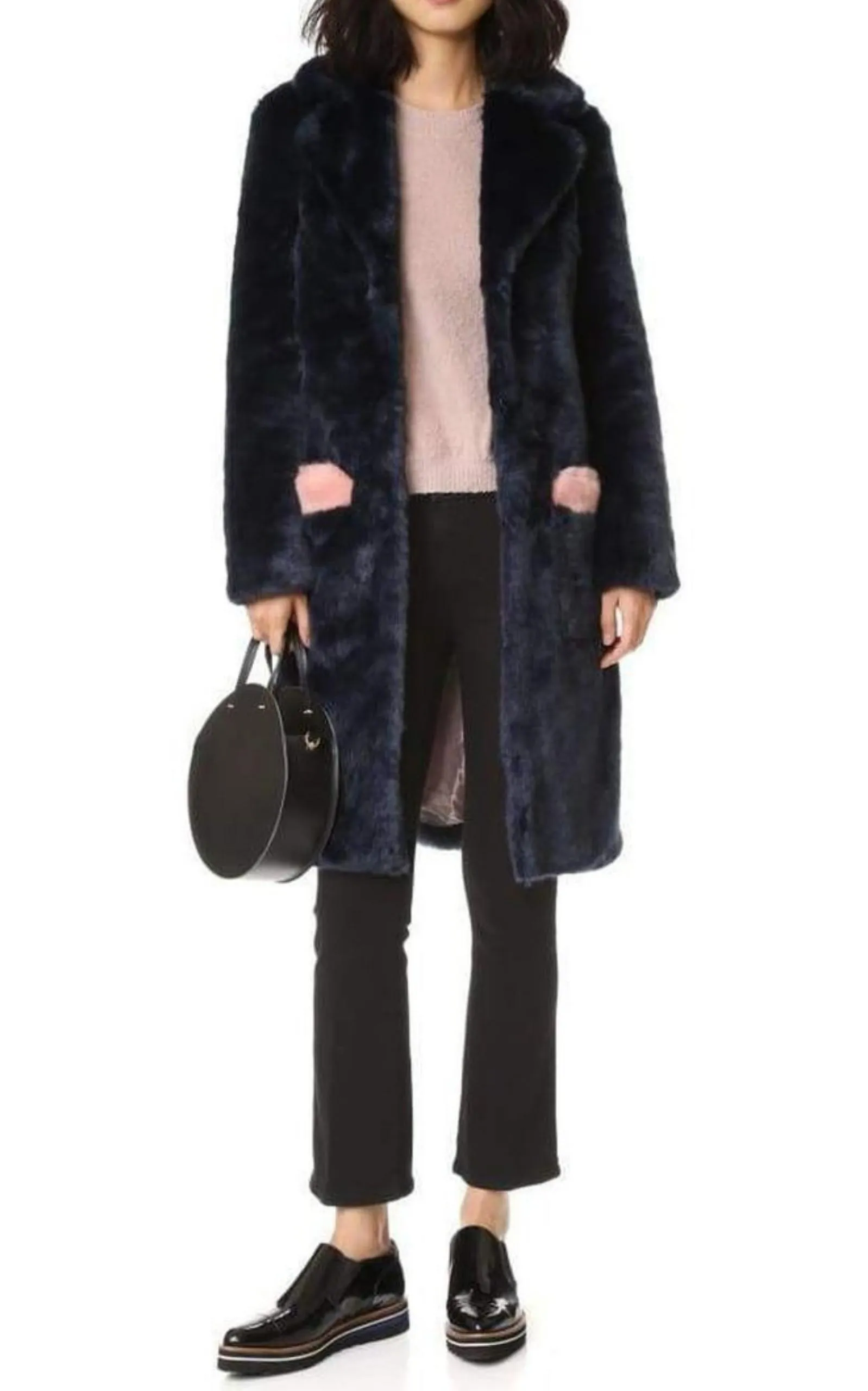 Claude Faux Fur Blue Pink Coat