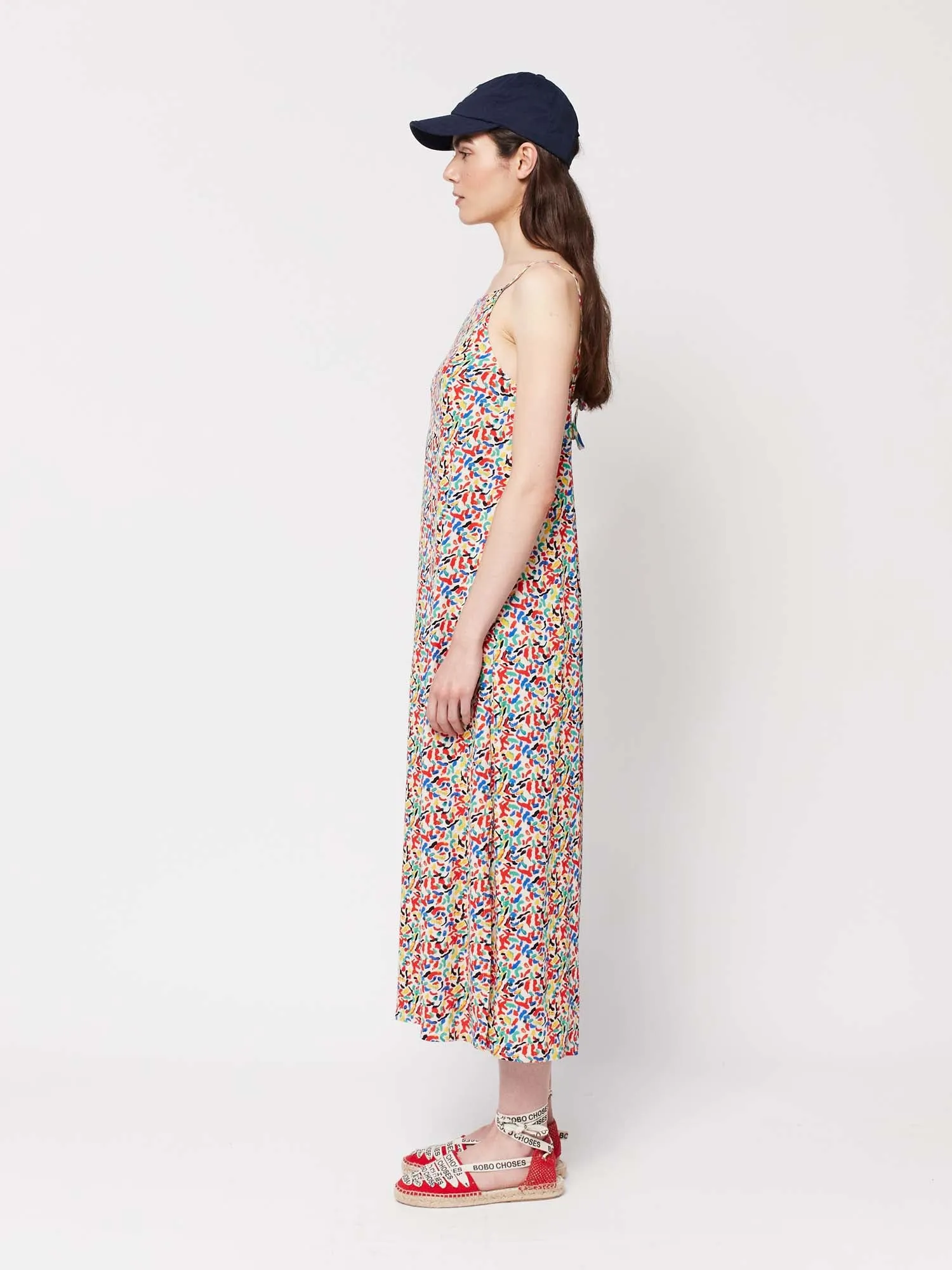 Confetti Print Viscose Strap Dress