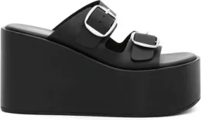 Coperni 100mm leather wedge sandals Black