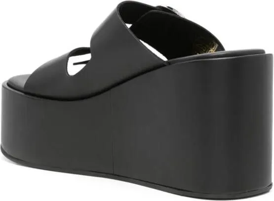 Coperni 100mm leather wedge sandals Black