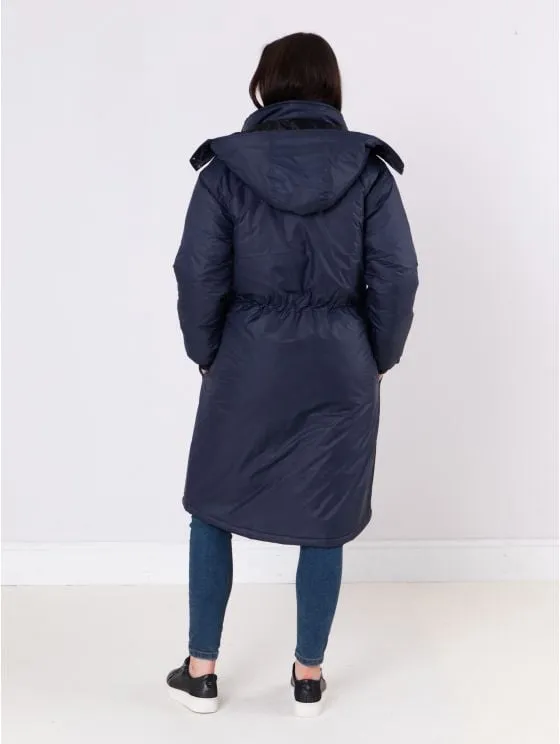 Creya Longline Padded Coat in Navy