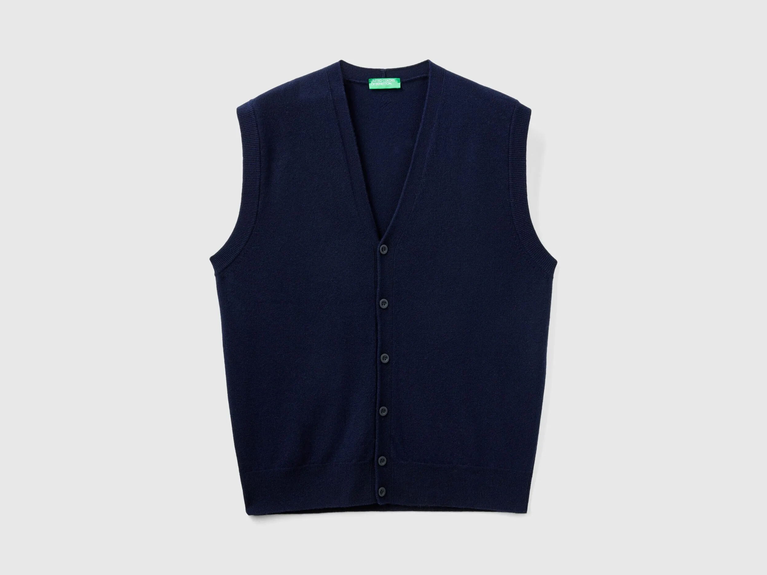 Dark blue vest in pure Merino wool - Dark Blue | Benetton