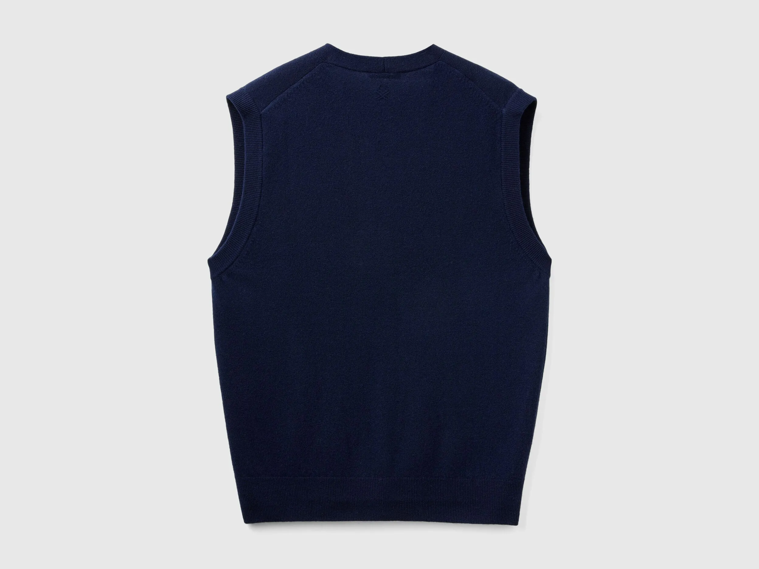 Dark blue vest in pure Merino wool - Dark Blue | Benetton