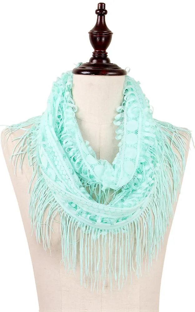 EAS9008 Lace Infinity Scarf With Tassel