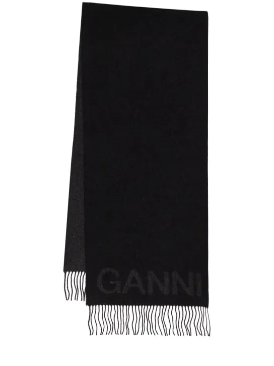 GANNI   Fringed wool scarf 