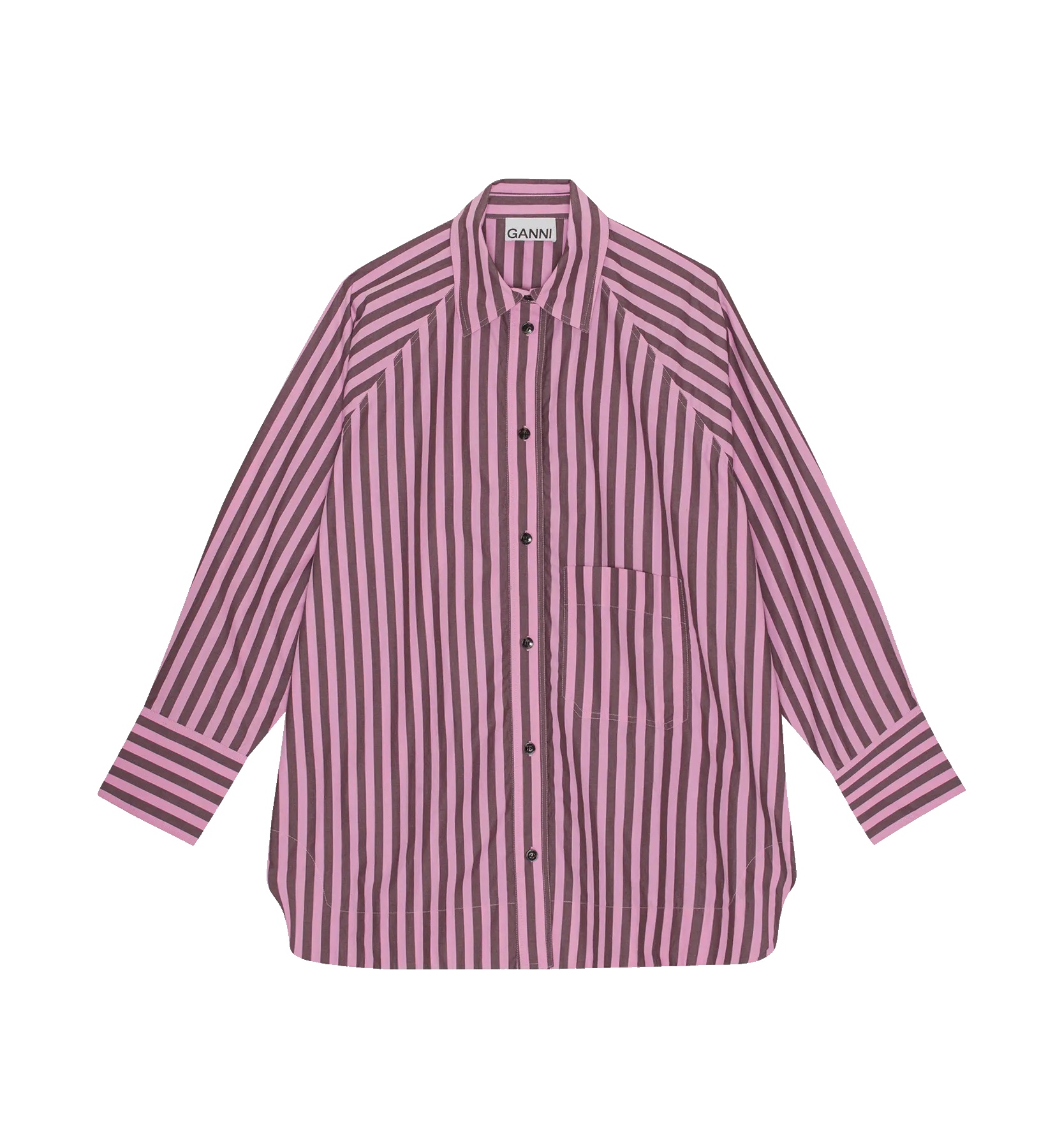 GANNI Stripe Oversized Raglan Shirt