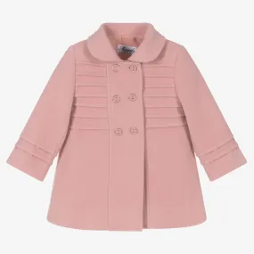 Girls Pink Felted Double-Breasted Coat