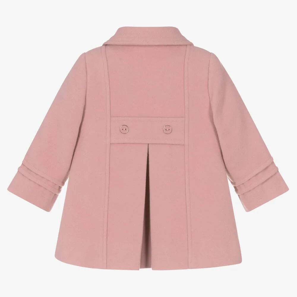 Girls Pink Felted Double-Breasted Coat