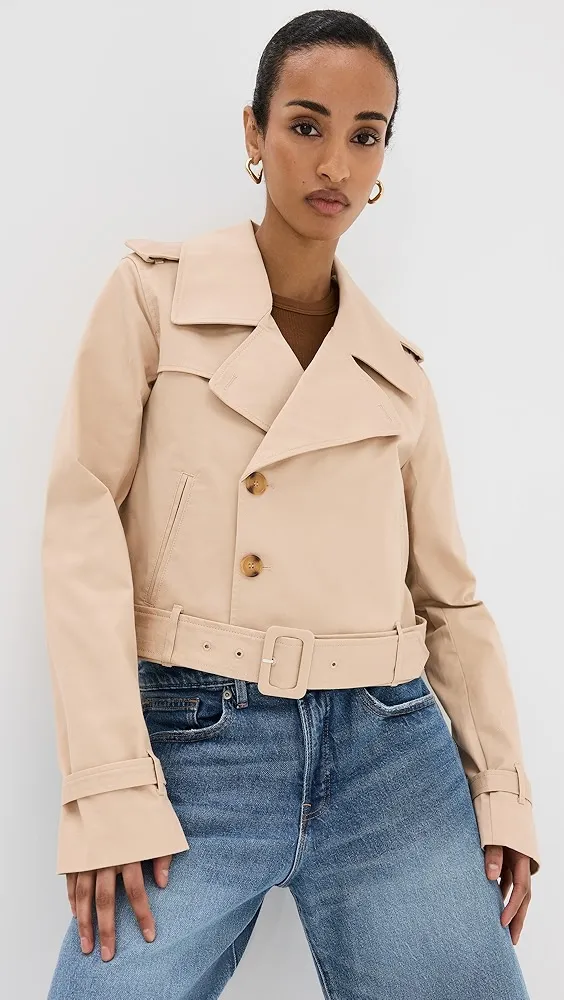 Good American   Chino Crop Trench Coat 