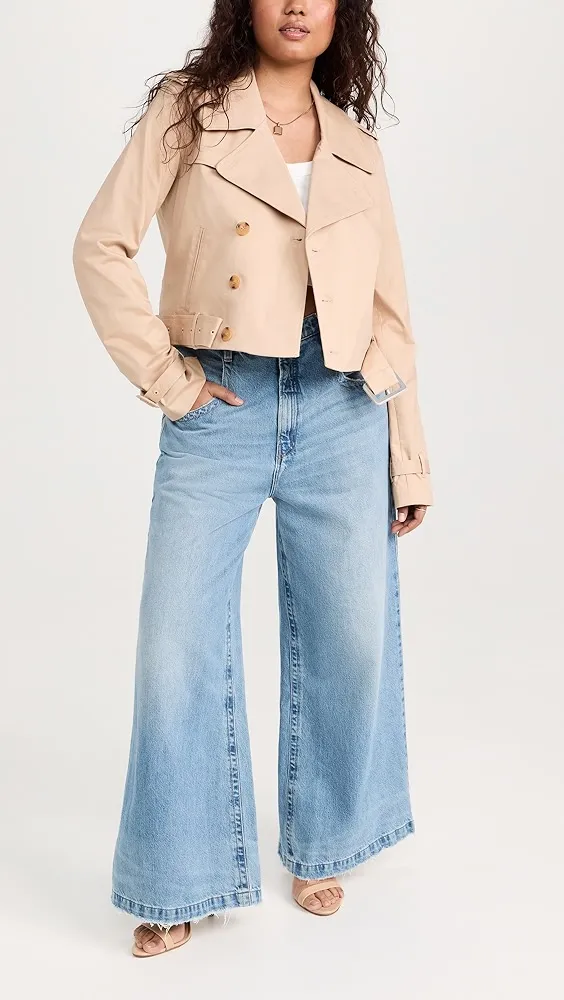 Good American   Chino Crop Trench Coat 