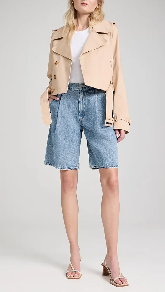 Good American   Chino Crop Trench Coat 