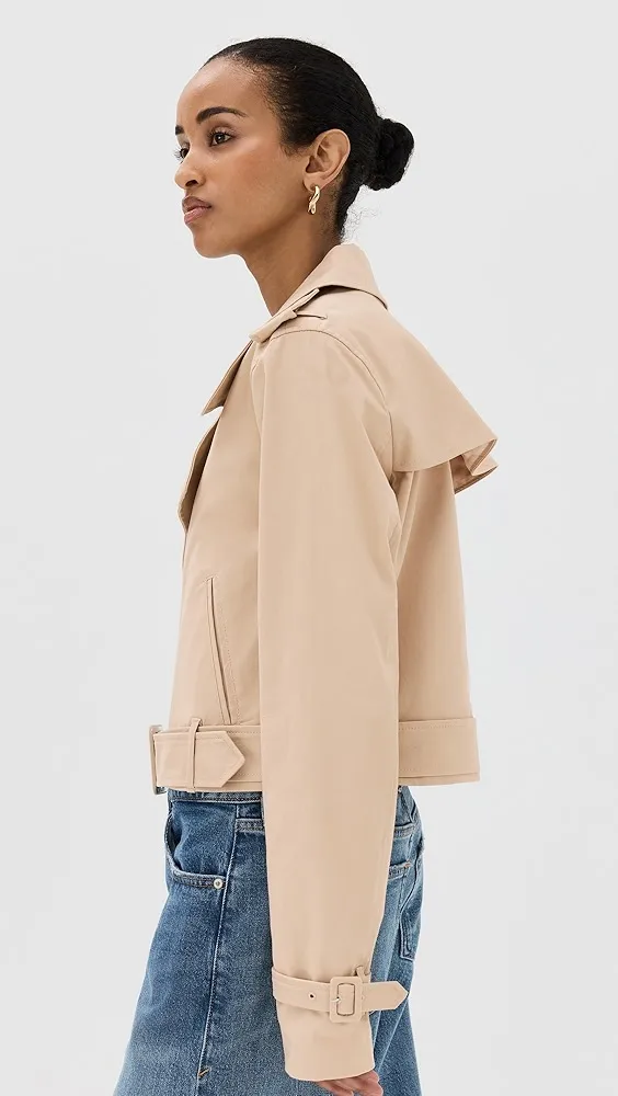 Good American   Chino Crop Trench Coat 