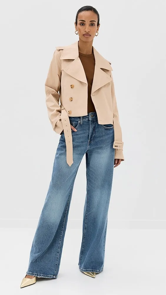 Good American   Chino Crop Trench Coat 