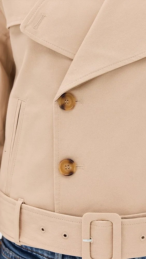 Good American   Chino Crop Trench Coat 