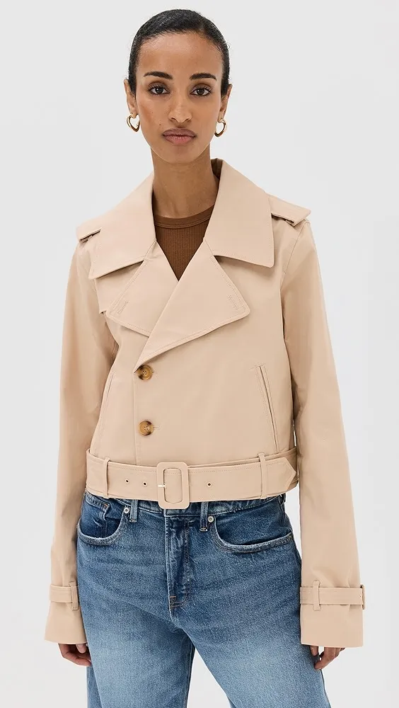 Good American   Chino Crop Trench Coat 