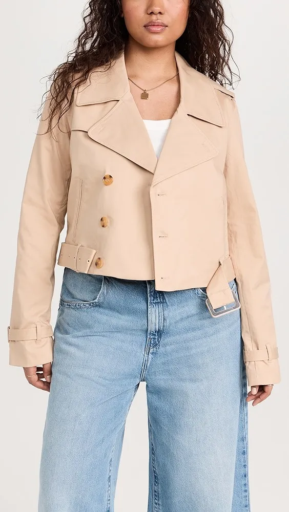 Good American   Chino Crop Trench Coat 