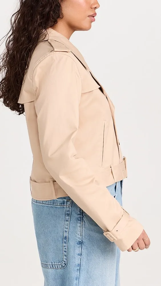 Good American   Chino Crop Trench Coat 