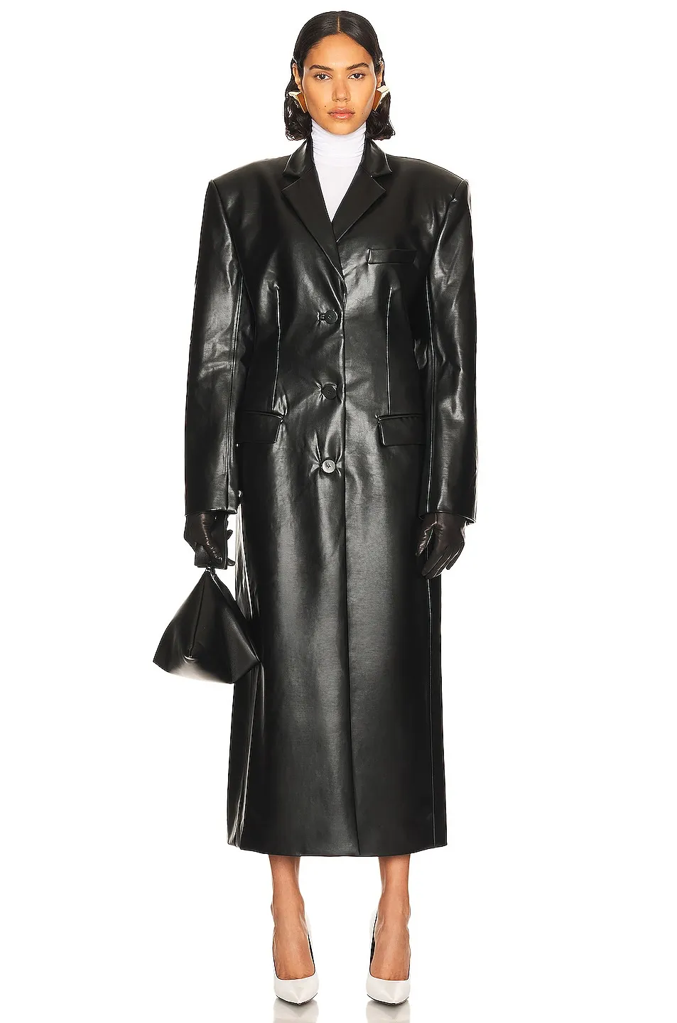 Helsa Waterbased Faux Leather Long Coat 
        