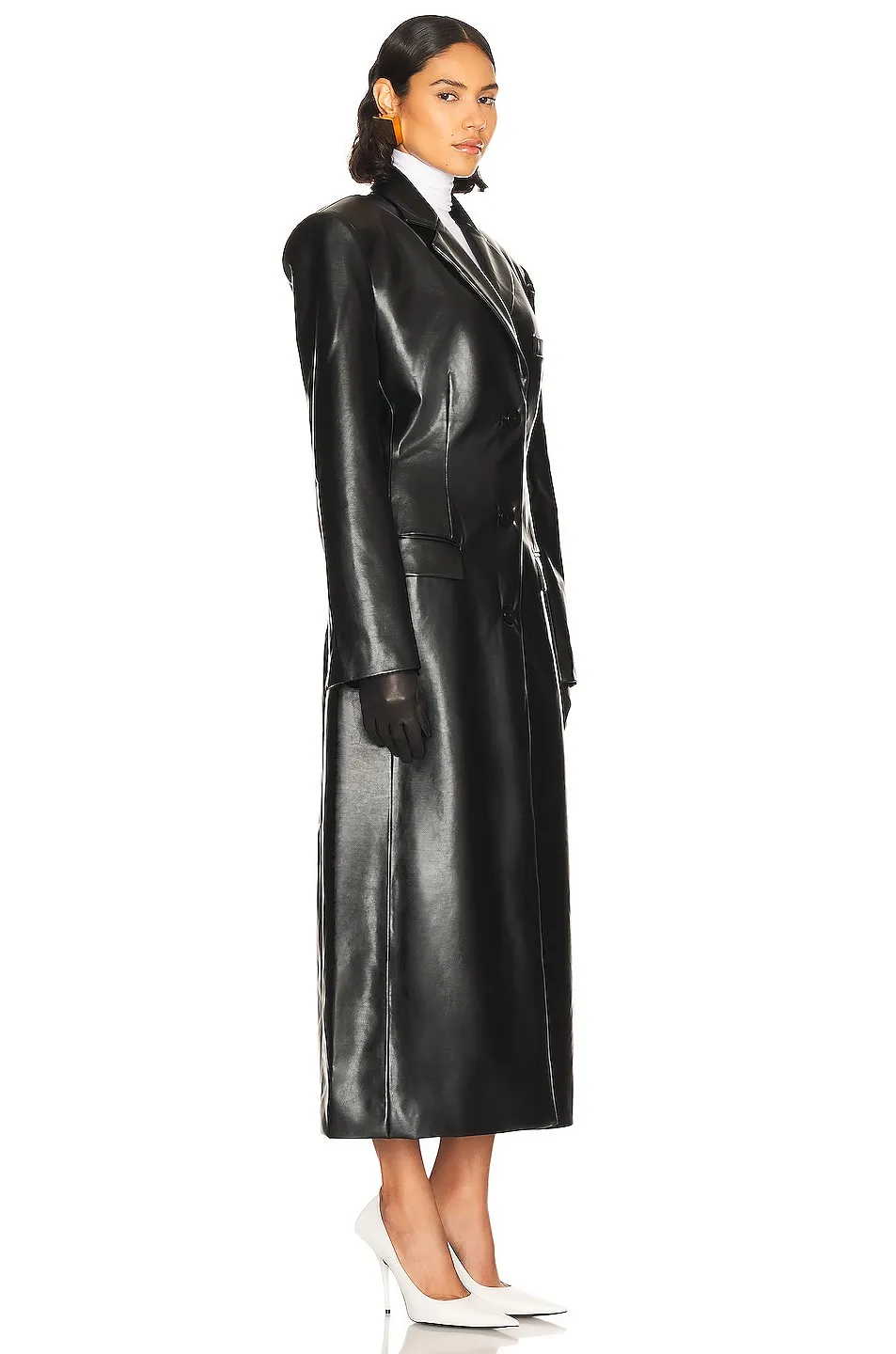 Helsa Waterbased Faux Leather Long Coat 
        