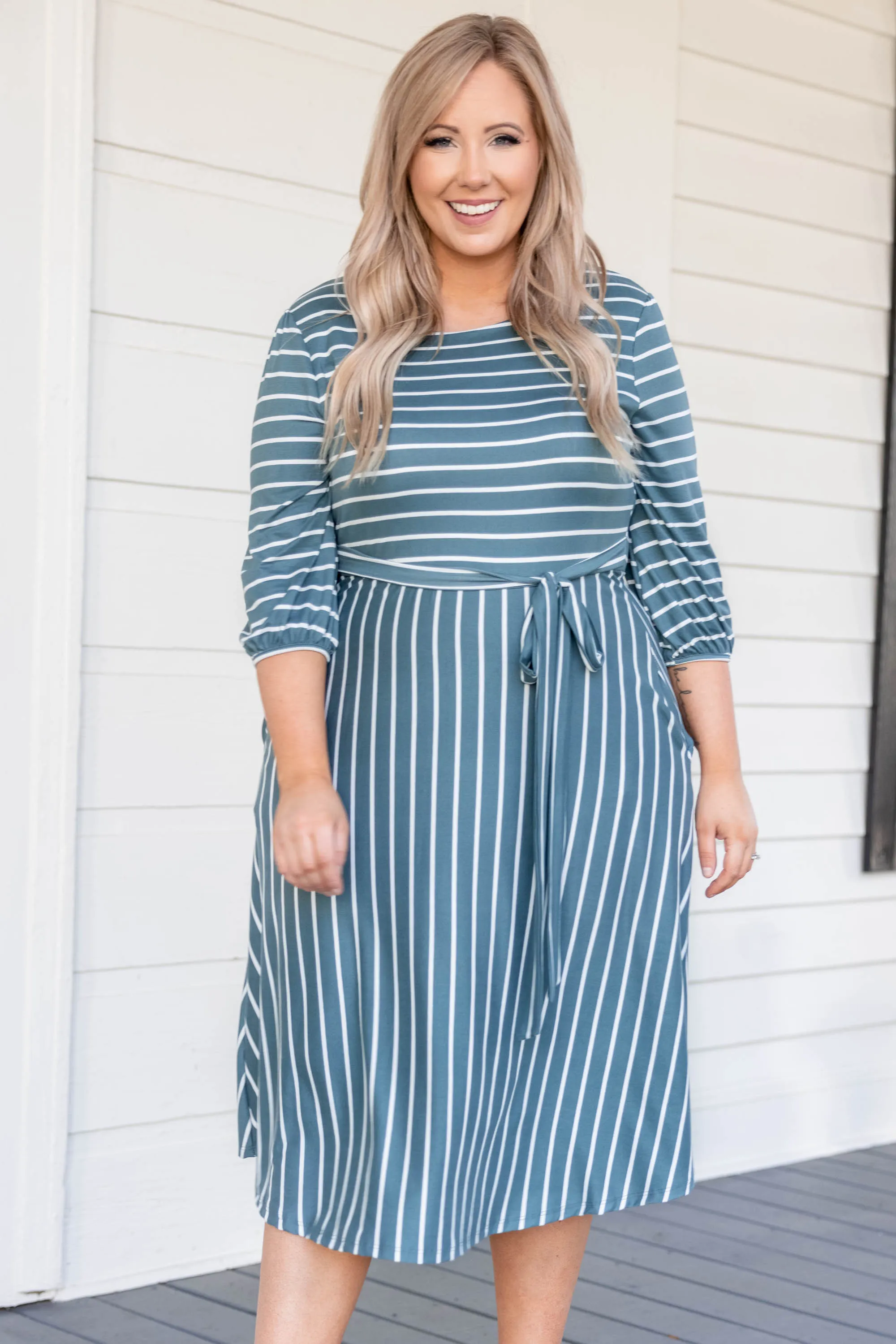 Holding Hands On The Boardwalk Dress, Deep Sea