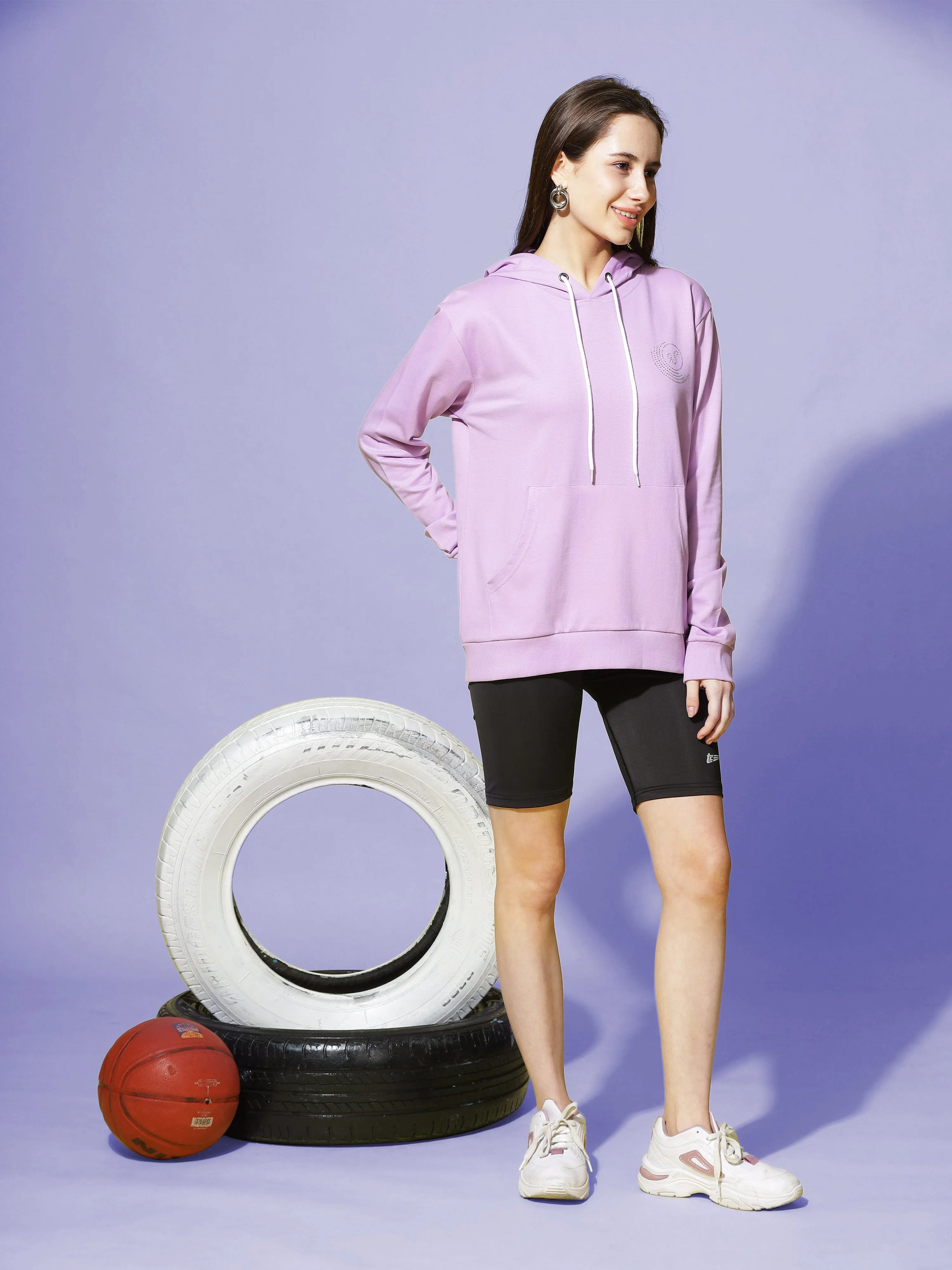 Hosiery Cotton Hoodie Lavendar